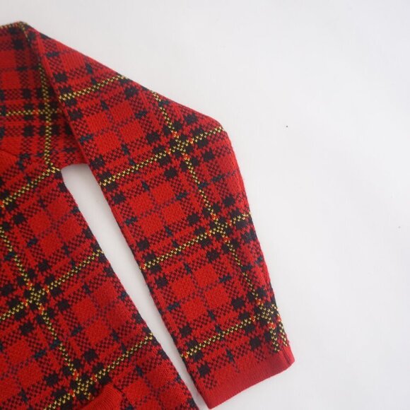Vintage Classic Elements Red Black Tartan Button Up Cardigan Sweater PS - Picture 5 of 10